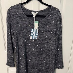 Market and Spruce Charcoal Long Sleeve Dress with Dots size L